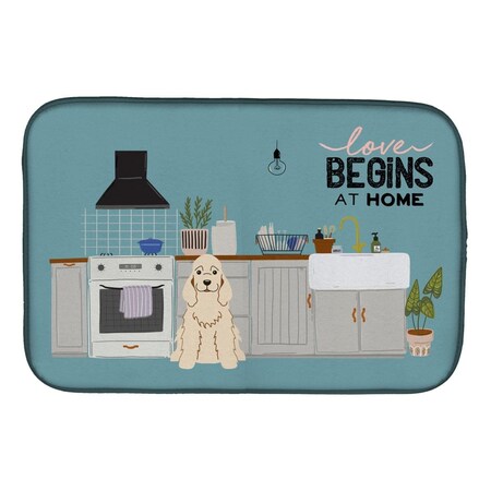 Carolines Treasures 14 x 21 in. Buff Cocker Spaniel Kitchen Scene Dish Drying Mat CK7798DDM